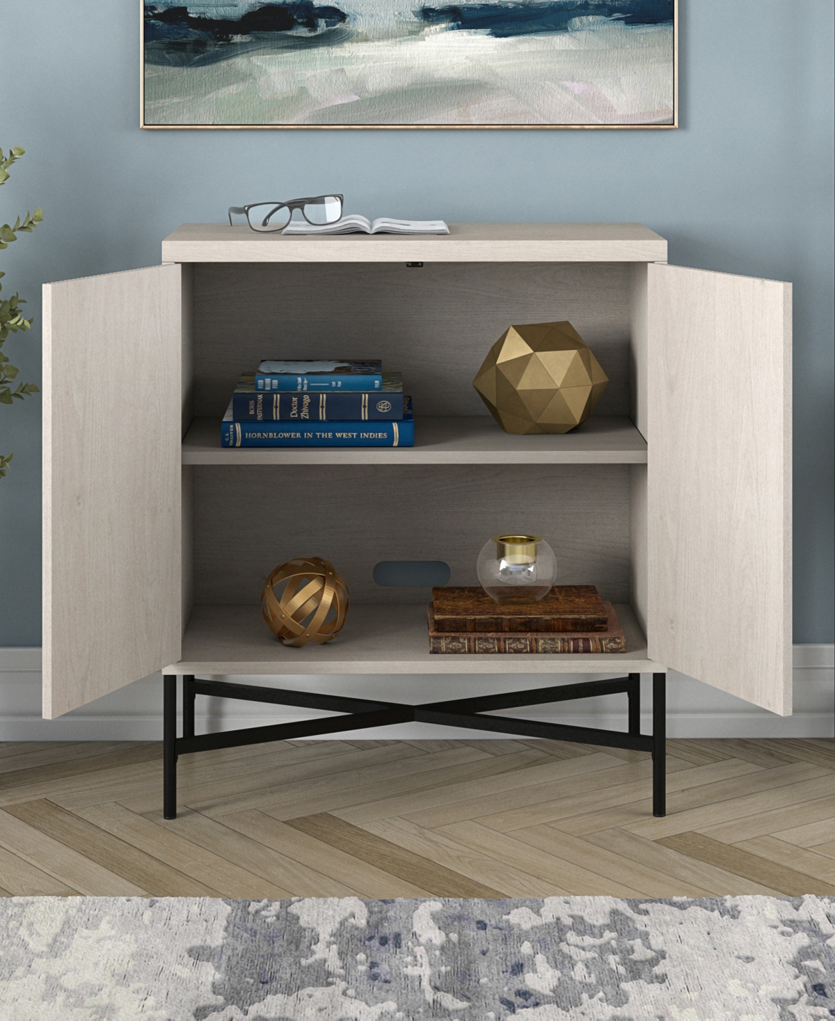 Hudson & Canal Brighton 28" Wide Rectangular Accent Cabinet In Alder White In Alder White