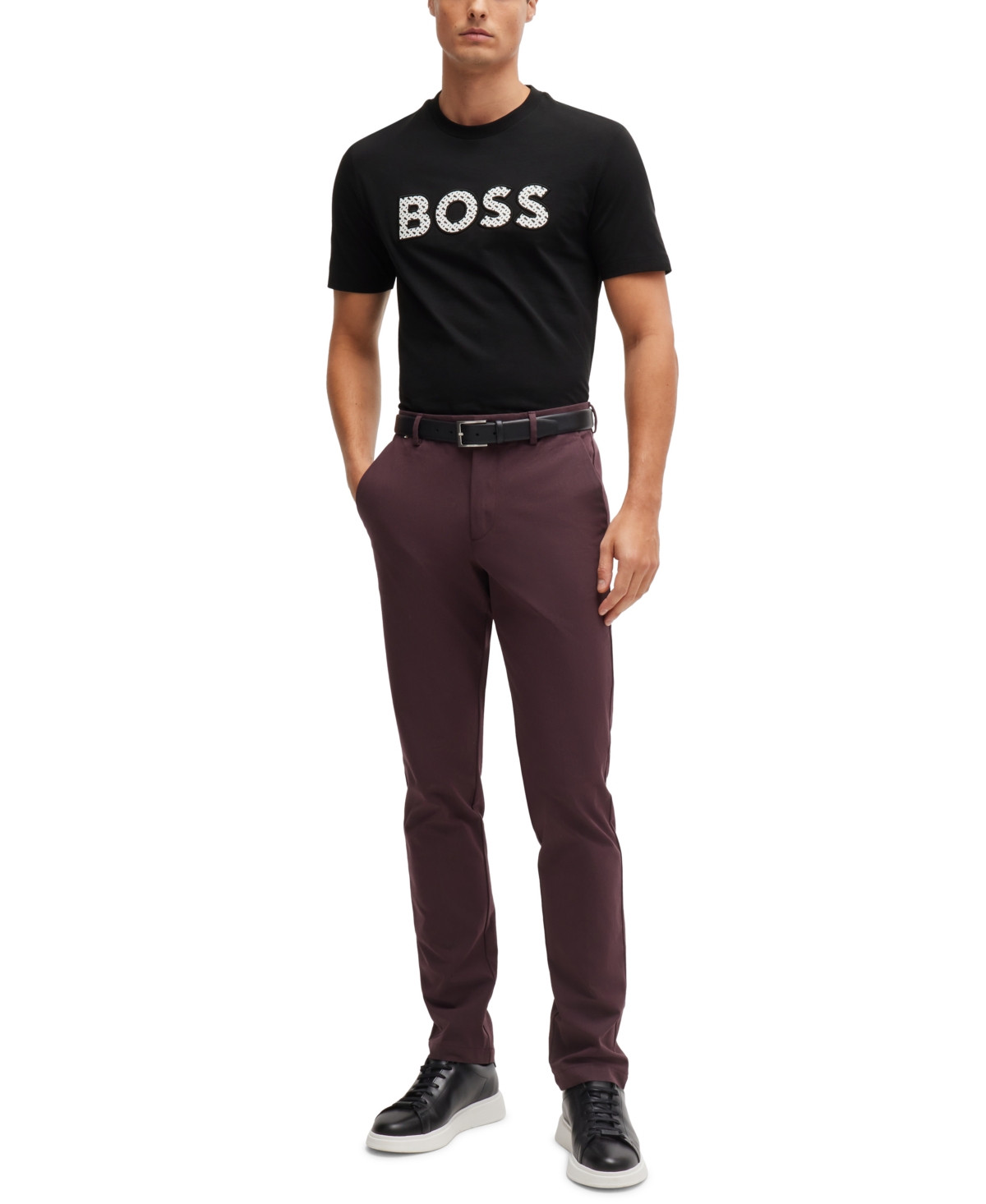 Hugo Boss Boss Tiburt 354 Logo Print T Shirt In Black