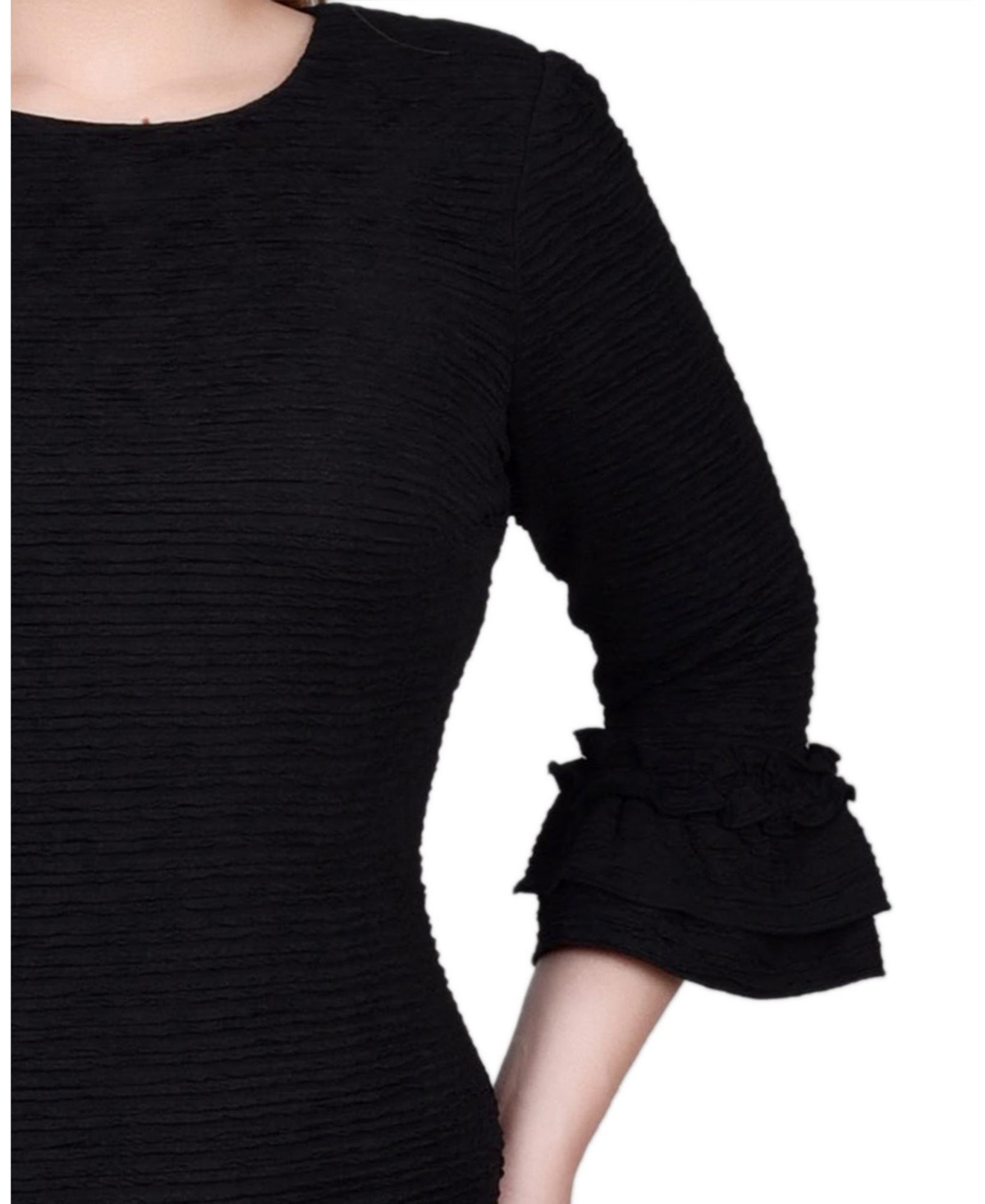 Ny Collection Petite 3/4 Sleeve Textured Knit Dress