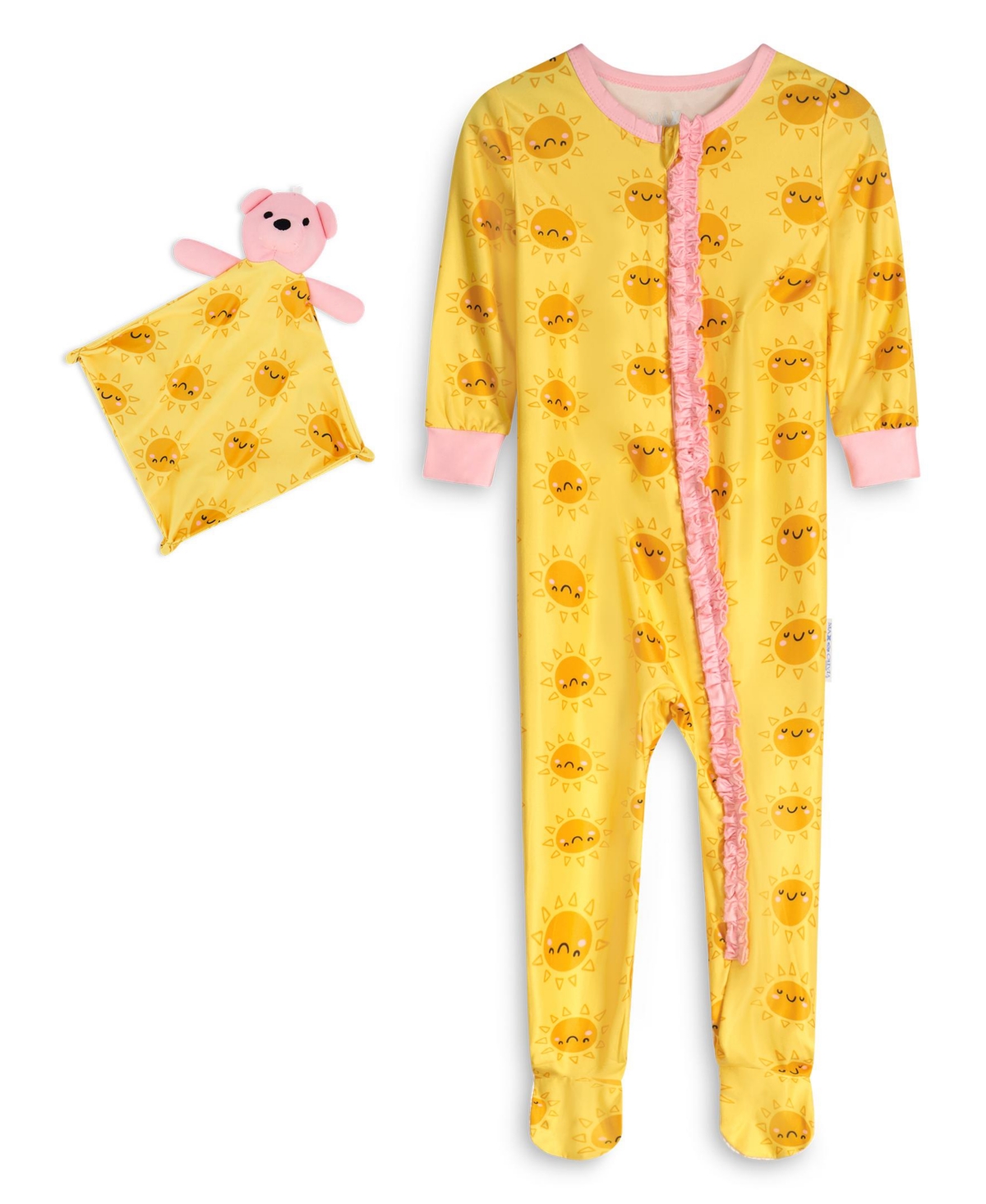 Shop Max & Olivia Baby Girls Snug Fit Coverall One Piece With Matching Blankie In Yellow