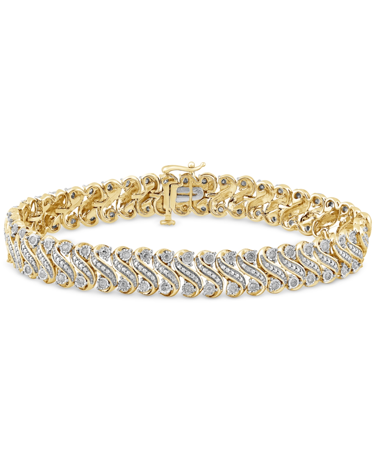 Macy's Diamond S Link Statement Bracelet (1 Ct. T.w.) In Gold-plated Sterling Silver In Gold-plated Sterling Silver