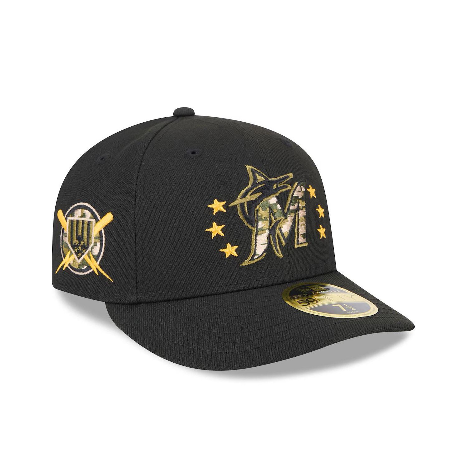 Men's Black Miami Marlins 2024 Armed Forces Day Low Profile 59FIFTY Fitted Hat