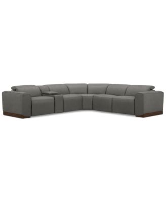 Lovro 6-Pc. Leather Sectional with 3 Power Motion Chairs & 1 Console, Created for Macy's