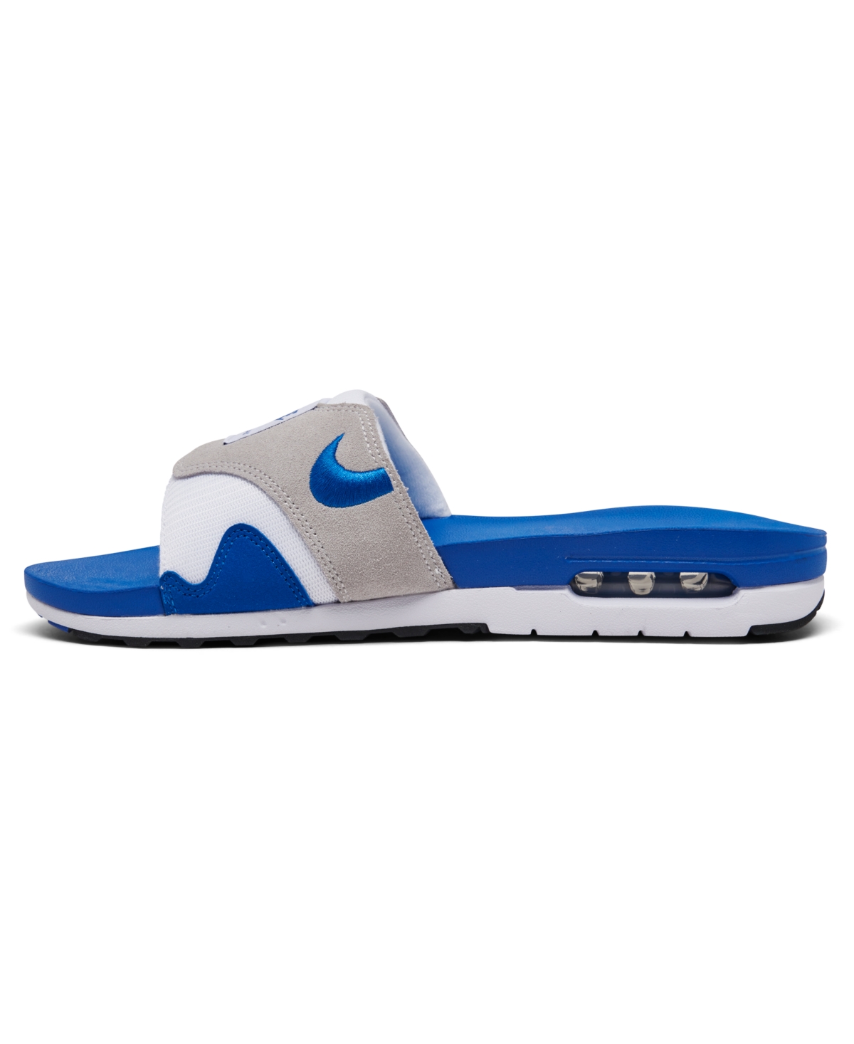 Shop Nike Men's Air Max 1 Slide Sandals From Finish Line In White,royal