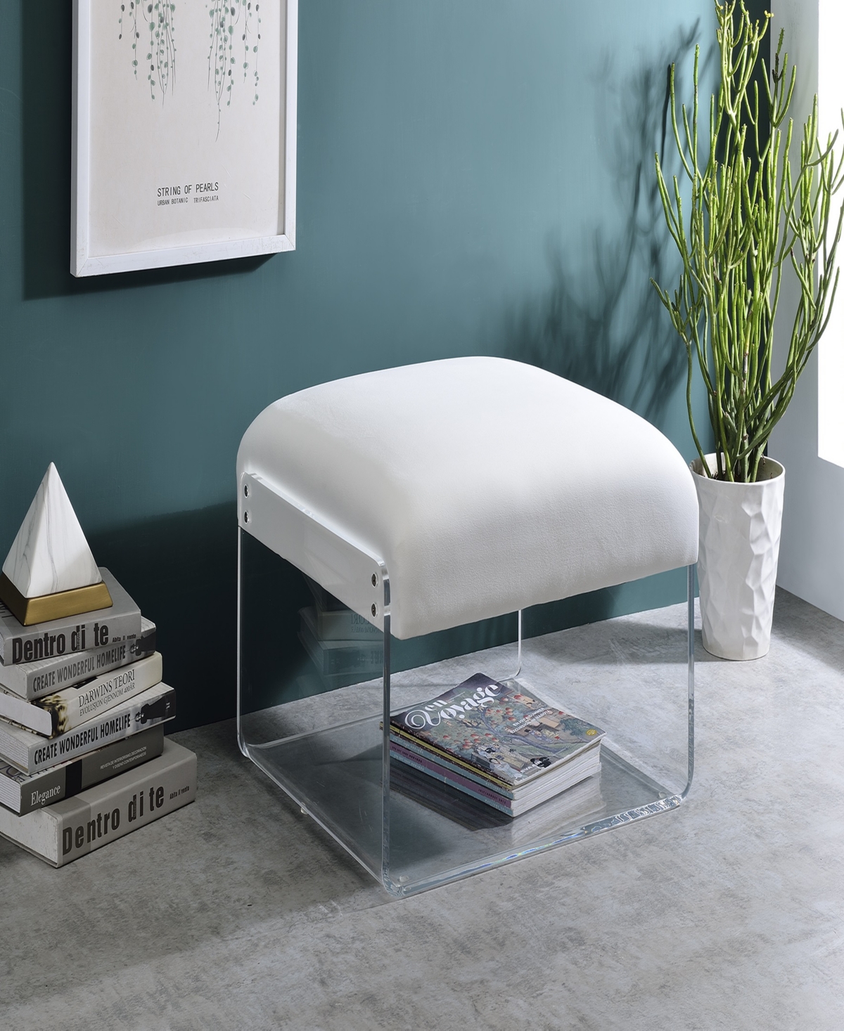 Foxhill Trading Fox Hill Trading Nicolas 22" Acrylic Upholstered Ottoman In No Color