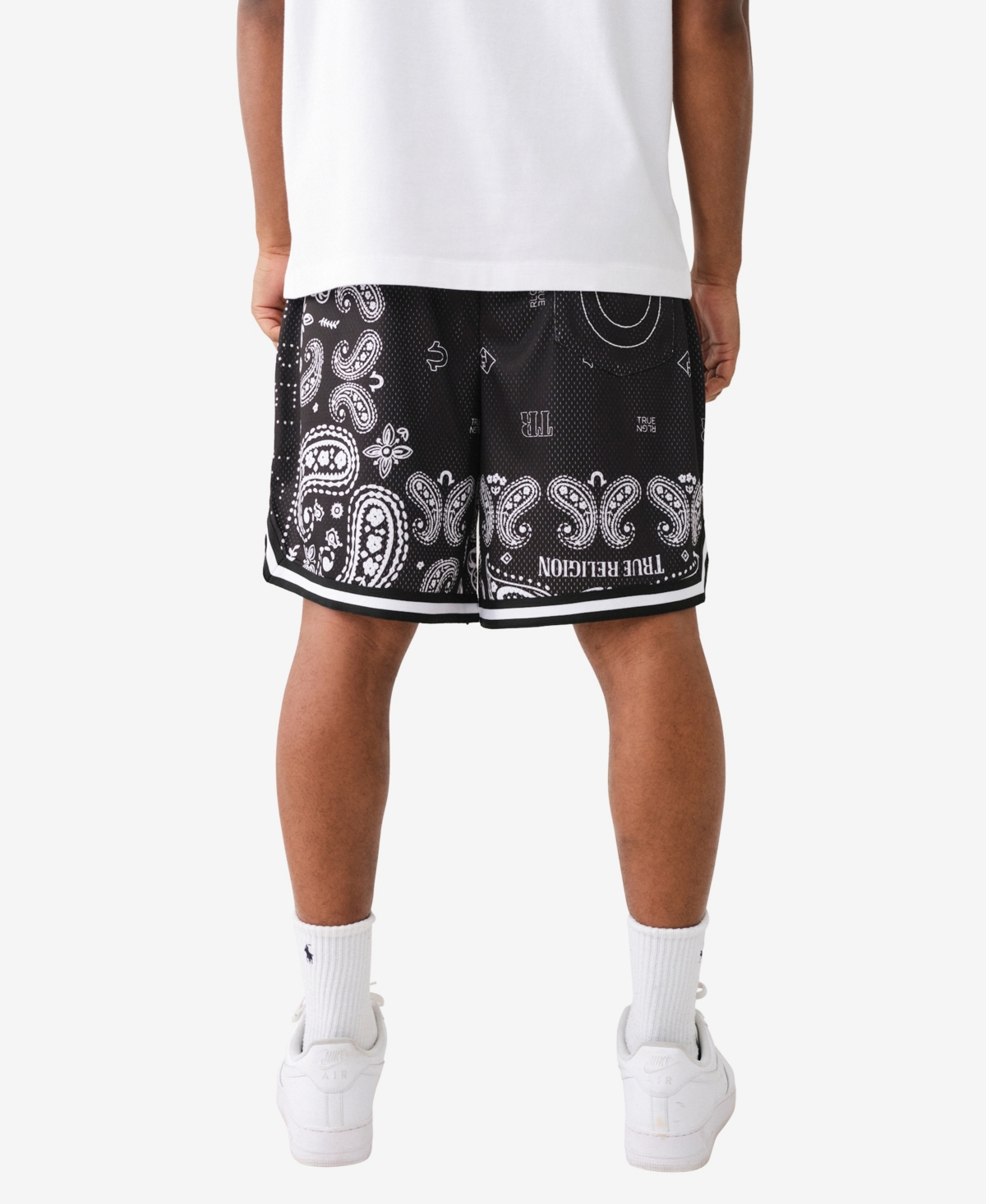 Shop True Religion Men's Bandana Sublimation Shorts In Jet Black