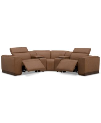 Lovro 5-Pc. Leather Sofa with 2 Power Motion Chairs & 2 Consoles, Created for Macy's