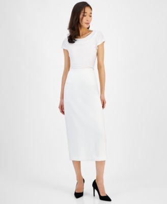 Women's Stretch Crepe Column Midi Skirt