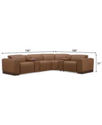 Lovro 6-Pc. Leather Sectional with 2 Power Motion Chairs & 2 Consoles, Created for Macy's