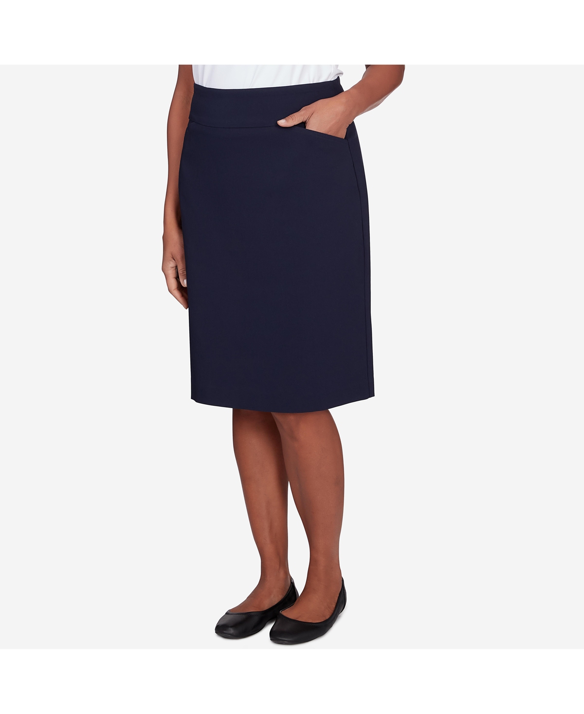 Alfred Dunner Petite Classic Stretch Knee Length Skirt