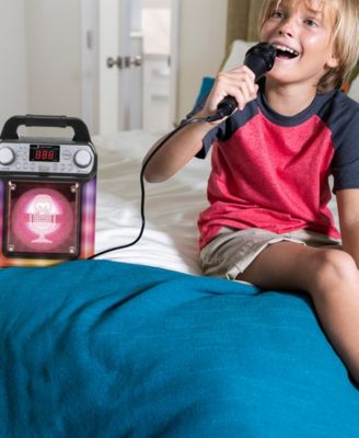 Groove Mini, Portable Karaoke Machine with Wired Mic, Bluetooth, LED Lights, black