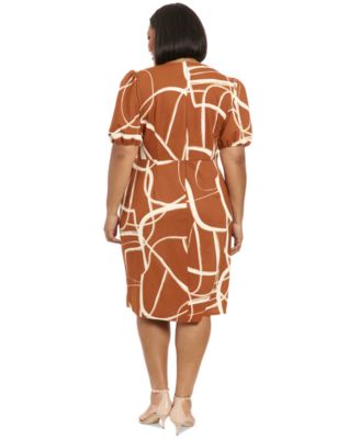 Plus Size Balloon-Sleeve Sarong Dress