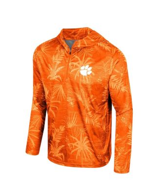 Men's Orange Clemson Tigers Palms Printed Lightweight Quarter-Zip Hooded Top