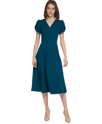 Calvin Klein Women s Jewel Neck Tulip Sleeve Dress Macy s