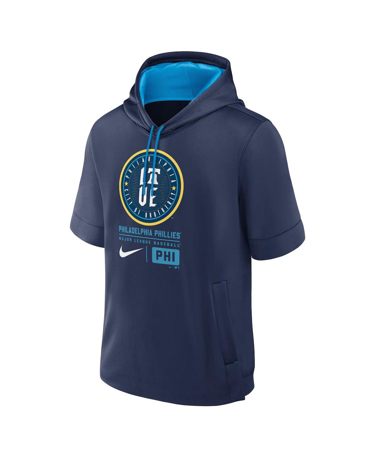 Nike Men'sPhiladelphia Phillies 2024 City Connect Colorblocked Short Sleeve Pullover Hoodie - Navy