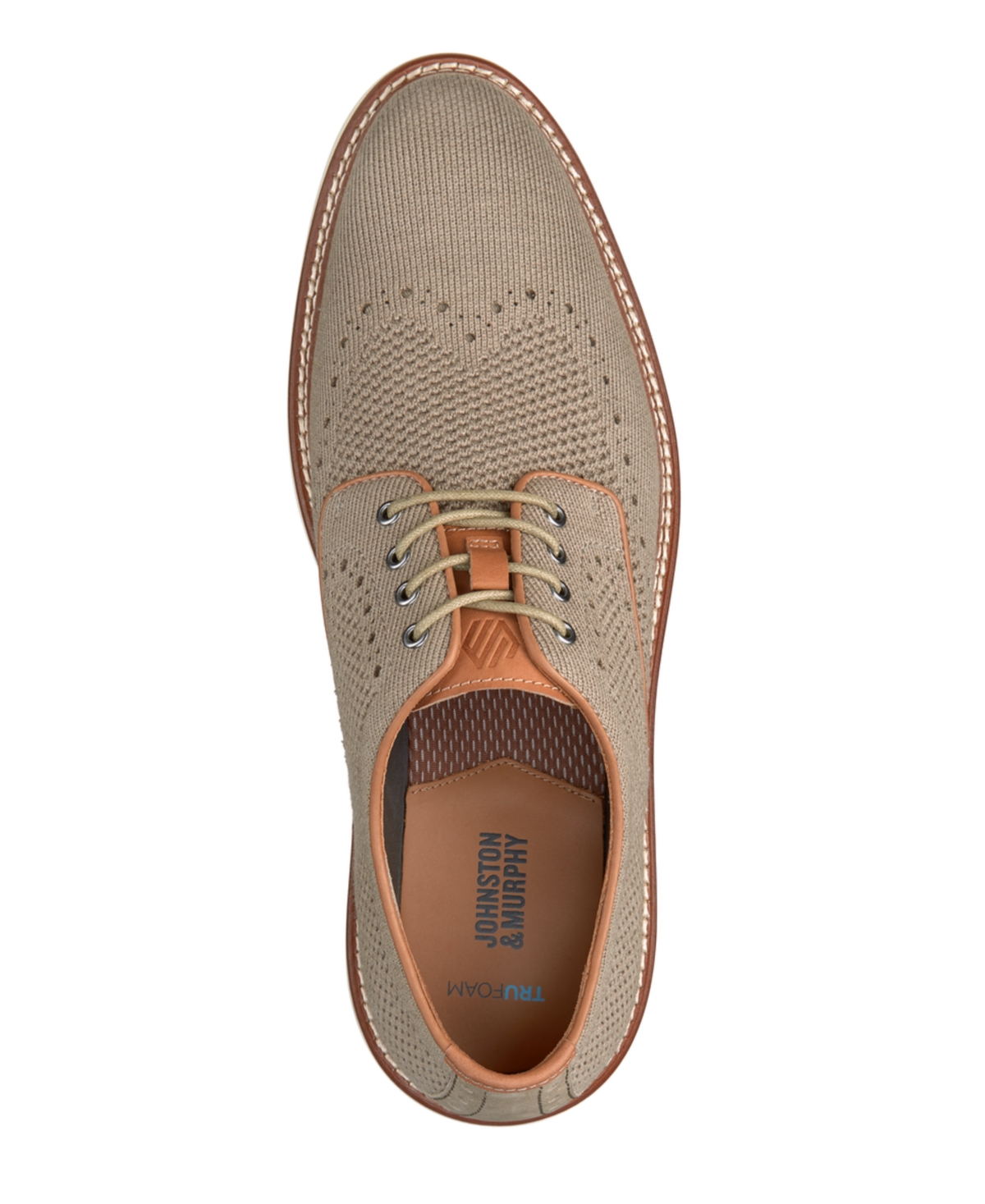 Shop Johnston & Murphy Men's Upton Knit Wingtip Dress Casual Lace Up Sneakers In Dark Taupe