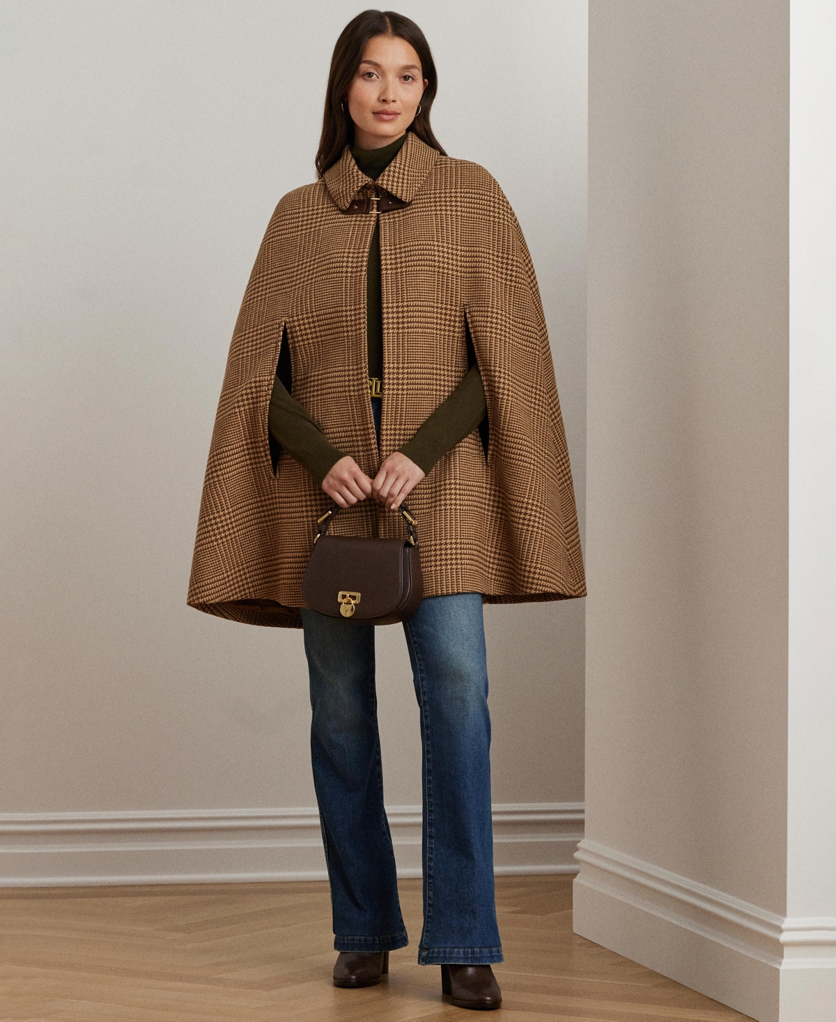 Lauren Ralph Lauren Women's Wool-Blend Cape Coat -Cognac
