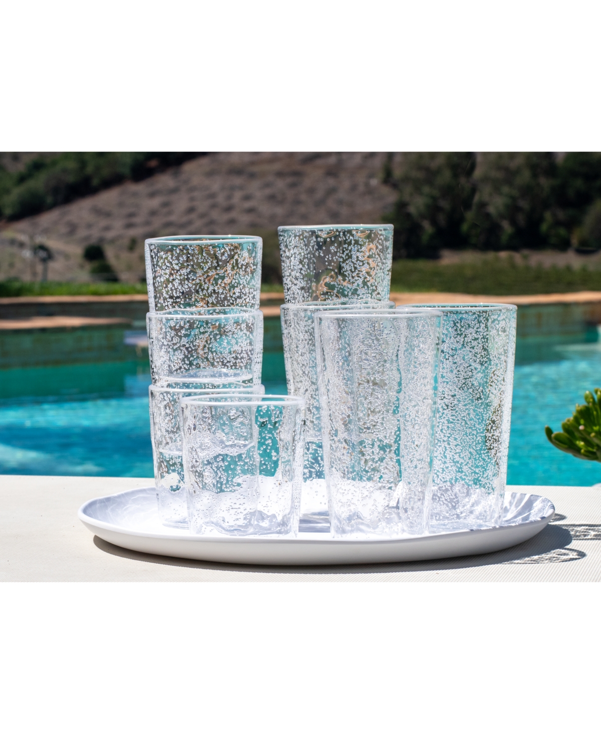 Tarhong Fizz Bubbles 8 Piece Drinkware Set In Gray