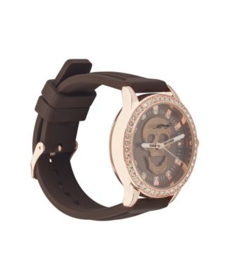 Women's Quartz Matte Brown Silicone Strap Analog Watch 38mm