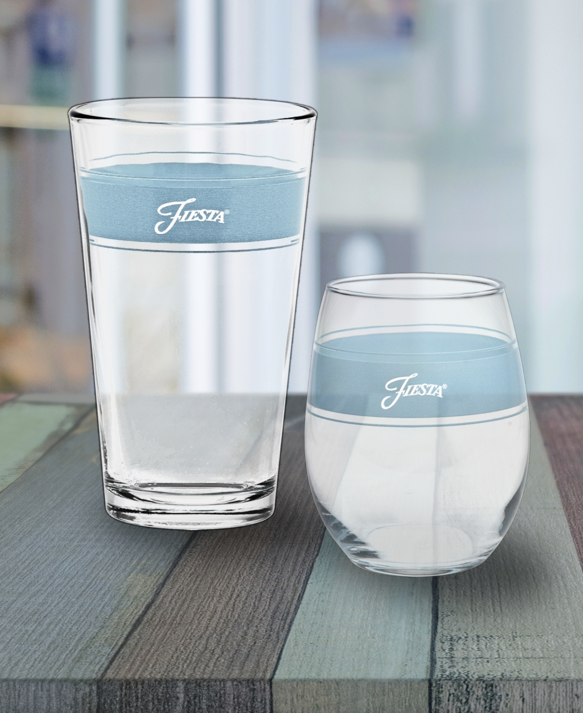Fiesta Sky Frame 16-ounce Tapered Cooler Glass Set Of 4 In Sky