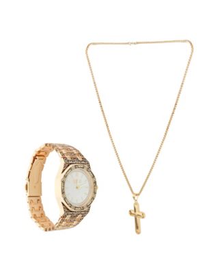 Men's Quartz Gold-Tone Alloy Watch 41.5mm Gift Set