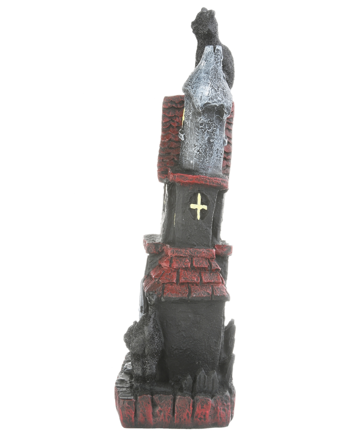 National Tree Company 7" Pre-lit Haunted House Decoration, Led Lights, Halloween Collection In Black