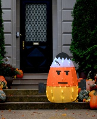 National Tree Company 24" Pre-Lit Candy Corn Frankenstein Outdoor Decoration, LED Lights, Halloween Collection