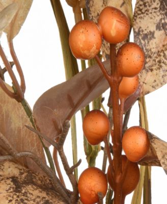 28" Artificial Autumn Bouquet, Set of Two, Decorated with Gourds, Berry Clusters, Pinecones, Assorted Leaves, Autumn Collection