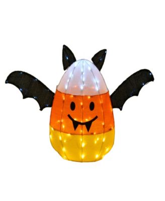 National Tree Company 27" Lawn Decoration, Orange, Candy Corn Bat, LED Lights, Plug In, Halloween Collection