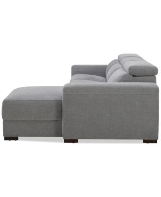 Nevio 3-Pc. Fabric Power Headrest Sectional and Chaise with 2 Power Motion Chairs