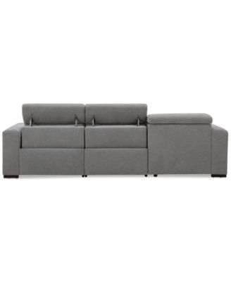 Nevio 3-Pc. Fabric Power Headrest Sectional and Chaise with 2 Power Motion Chairs