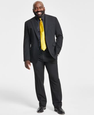 slim fit dress slacks FUBU Grey with Yellow Double Windowpane Vested Suit  Karako Suits
