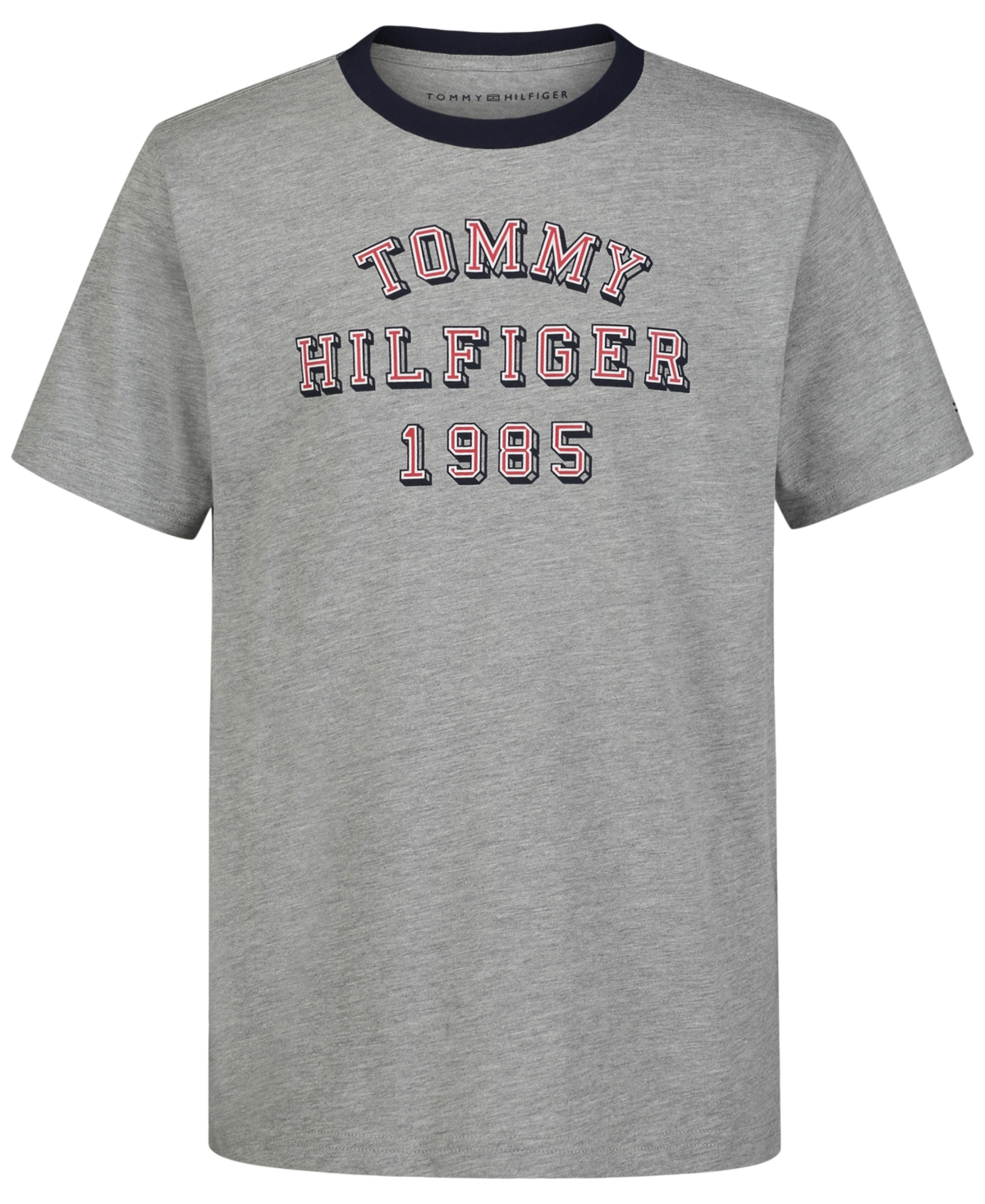 Tommy Hilfiger Kids' Big Boys 1985 Logo Graphic Ringer T-shirt In Grey Heath