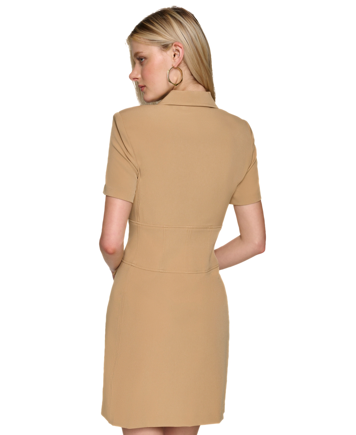 Karl Lagerfeld Paris Women's Zip-Front Crepe Sheath Dress