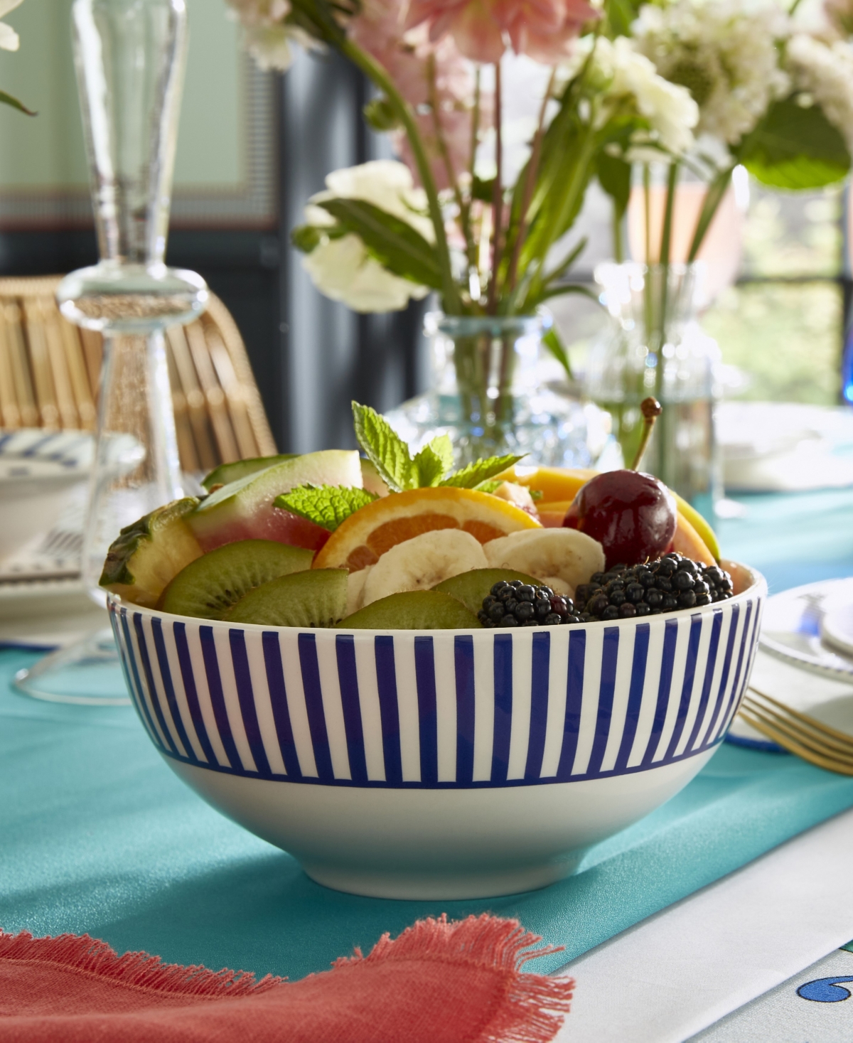 Spode Blue Italian Steccato Rimless Bowls, Set Of 4 In Blue