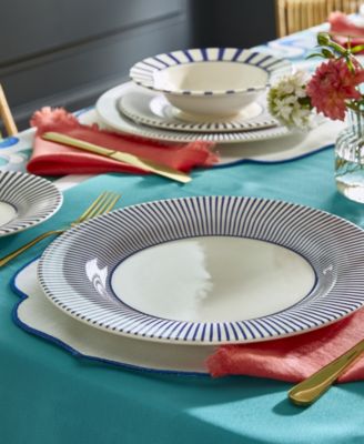 Blue Italian Steccato Dinner Plates, Set of 4