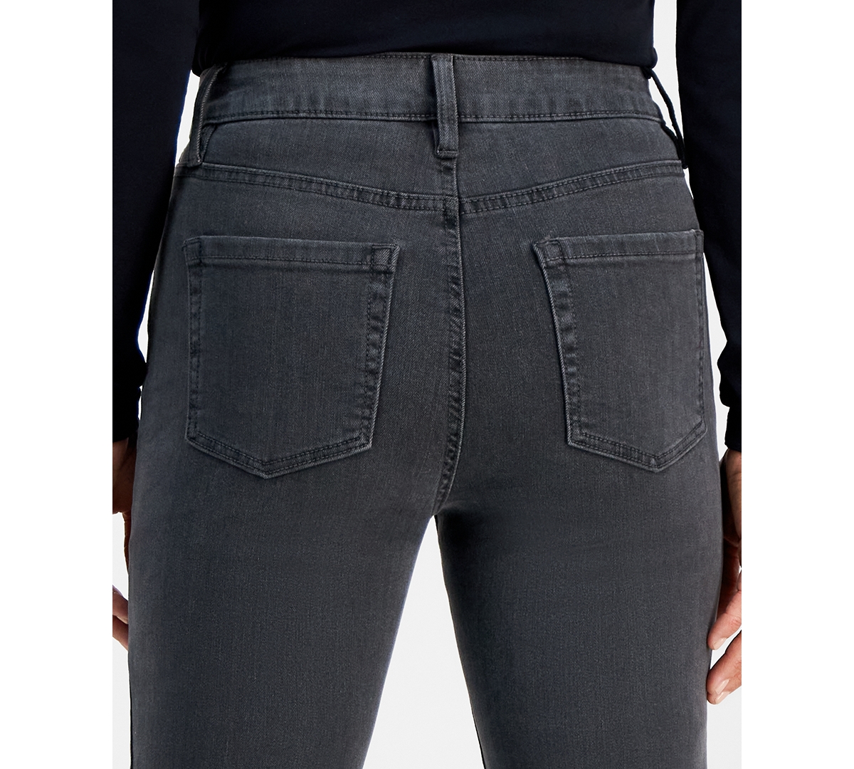 Style & Co Petite High-rise Natural Straight-leg Jeans In Gray