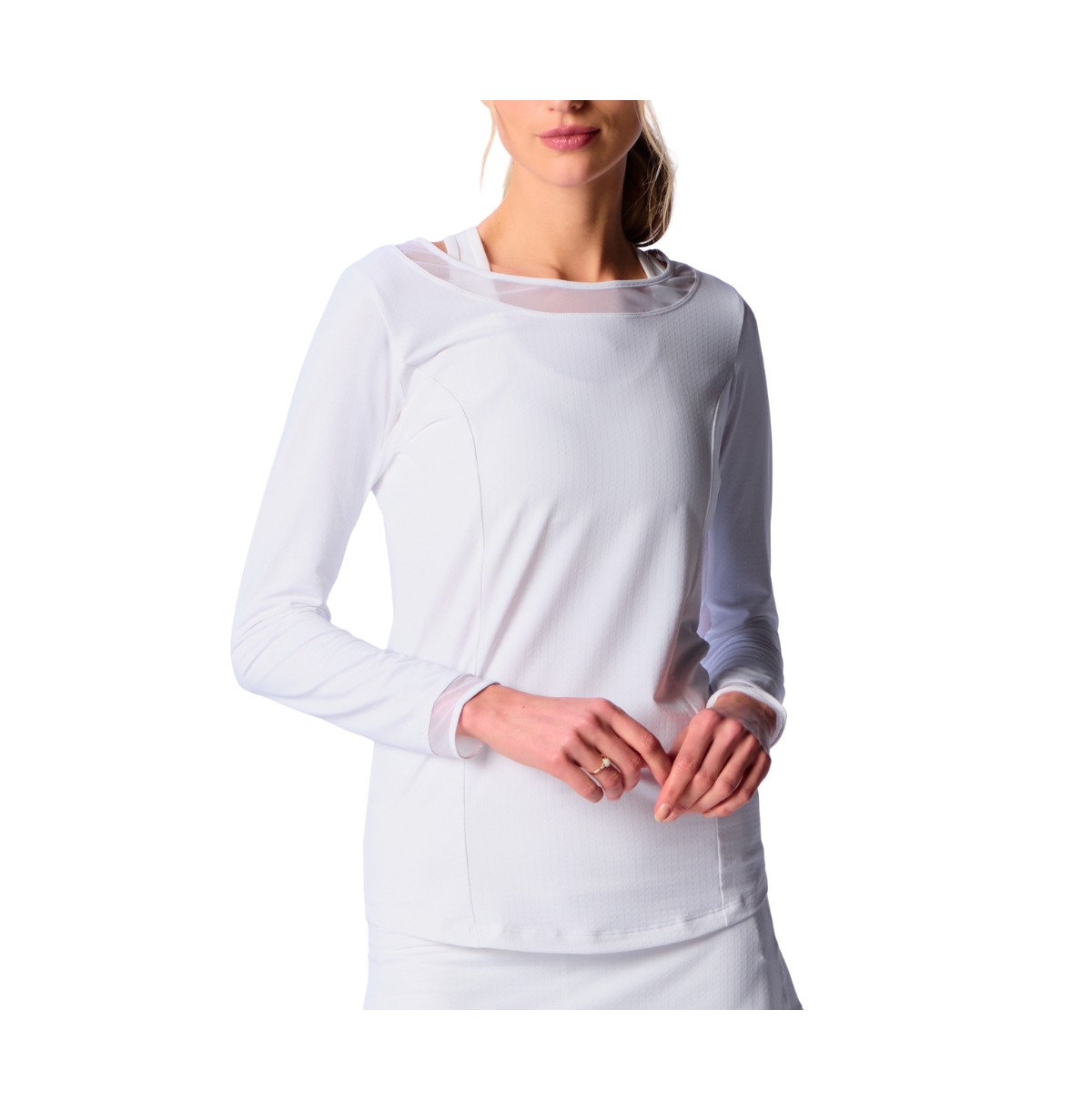 G Lifestyle Clothing Women's Mesh Insert Long Sleeve Top Hot Pink Small