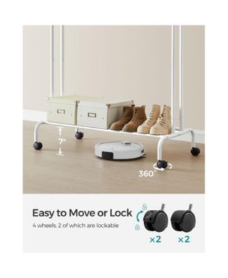 Clothes Rack, Double-rod Clothing Rack With Wheels, Heavy-duty Metal Frame, Garment Rack