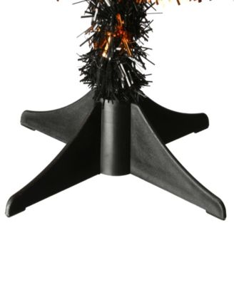 24" Tinsel Tree, Black, Orange, Halloween Collection