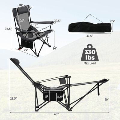 Folding Camping Chair with Detachable Footrest