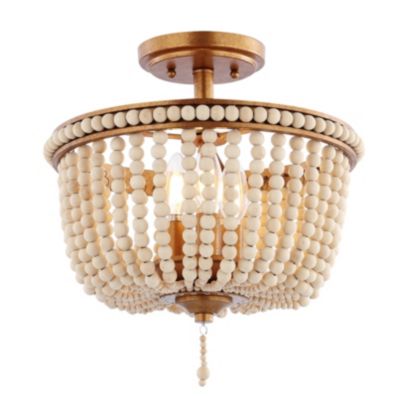Allie Wood Beaded/Metal LED Flush Mount Ceiling Light