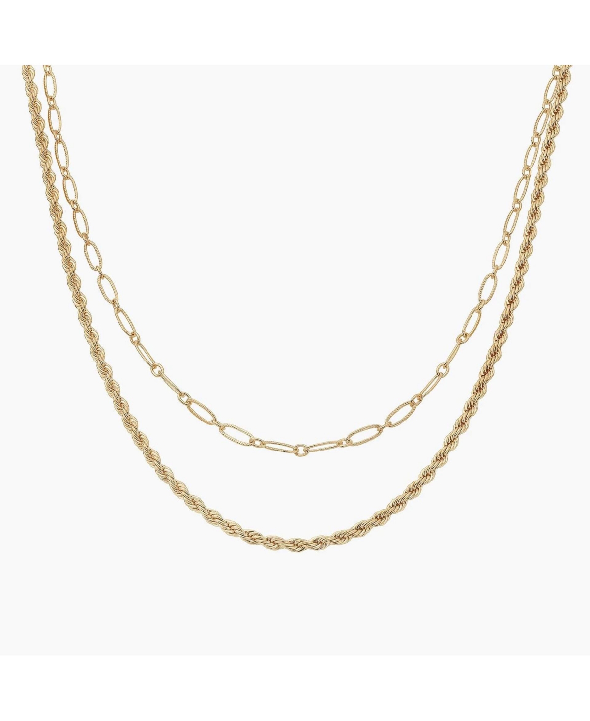 Chain and Rope Layered Necklace - Gold