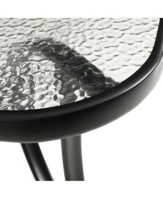 Tala Rectangular Tempered Glass Top Patio Table With Umbrella Hole And Black Steel Tube Frame