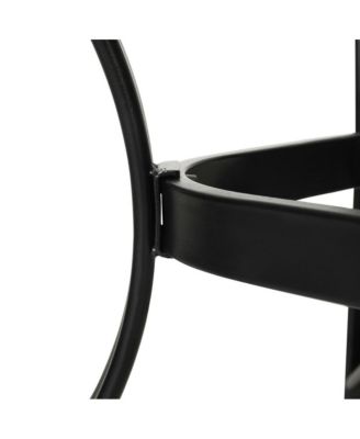 Tala Rectangular Tempered Glass Top Patio Table With Umbrella Hole And Black Steel Tube Frame