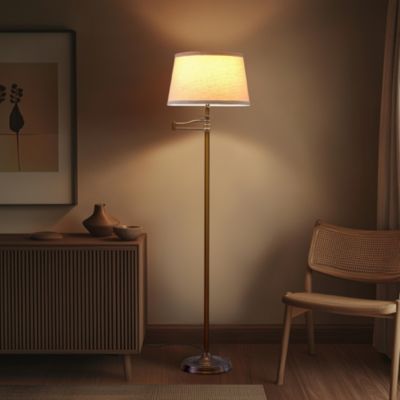 Caden 62" LED Modern Floor Lamp with Swing Arm & Drum Shade