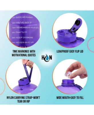 1 Gallon Water Bottle with Times to Drink (128oz) – Motivational Time Reader Large Water Jug