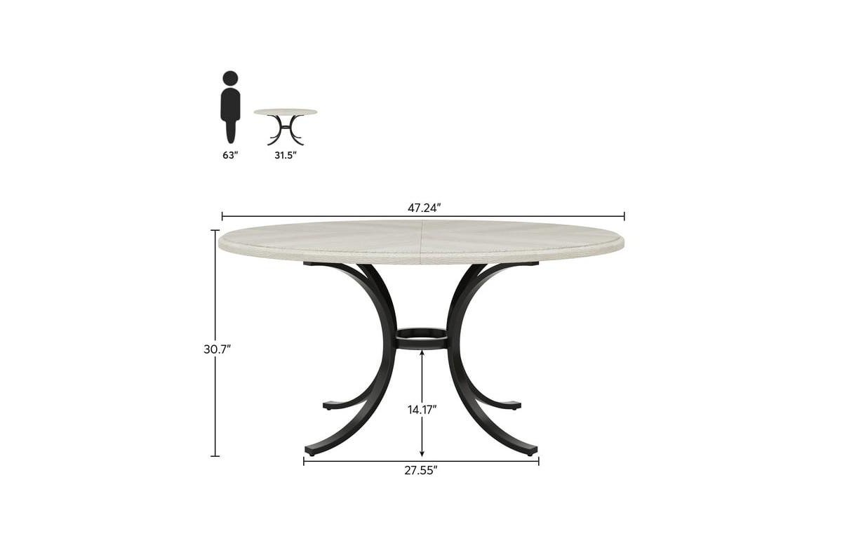 Tribesigns Round Dining Table for 4-6 People, Farmhouse Kitchen Table with Wooden Texture Surface & Pedestal Base, Round Table for Dining Room, Li