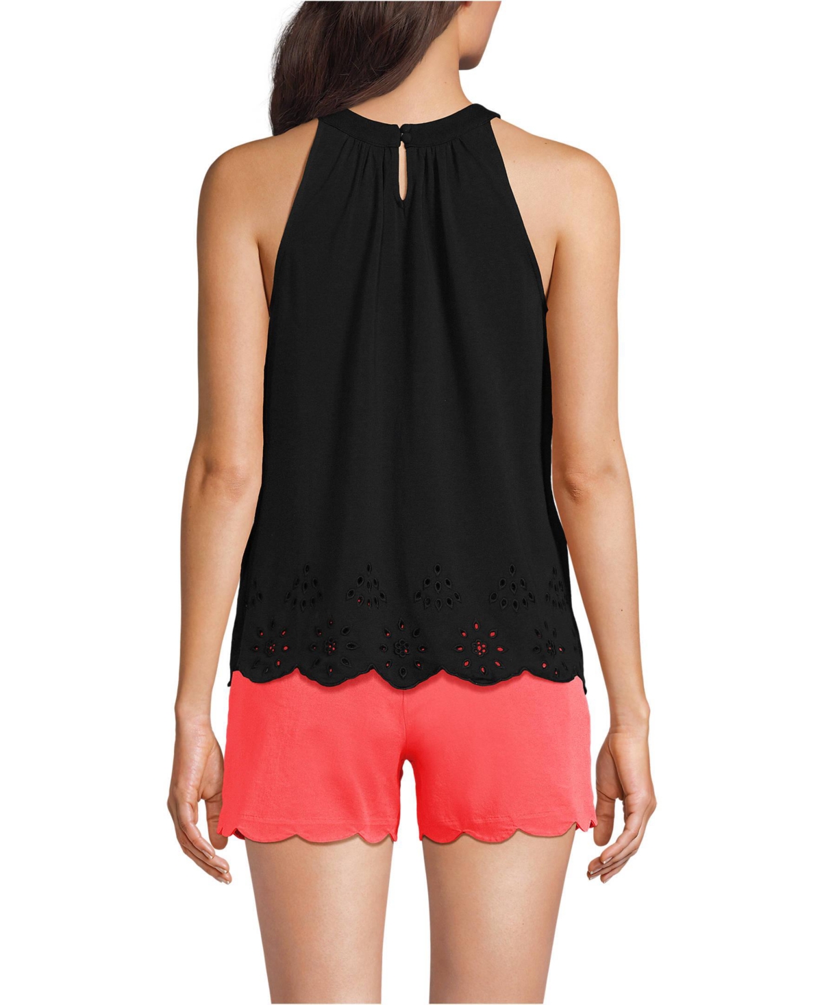 Lands' End Women's Lightweight Jersey Eyelet Tank Top