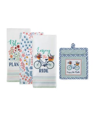 Kitchen Gift Set Collection, Pot Holder 3 Dish Towels, Enjoy the Ride, 4 Piece